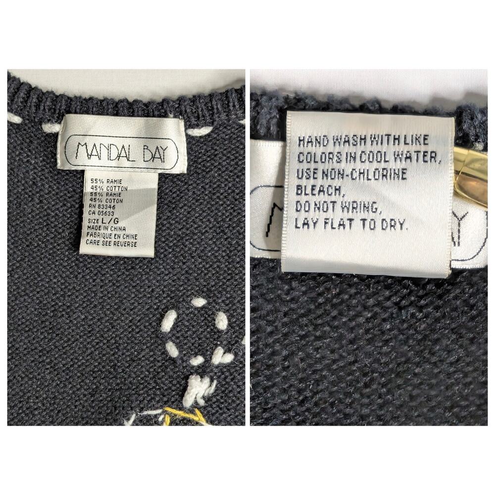 Mandal Bay Vintage 90s Knit Vest Lrg Cottagecore Beaded Bumble Bee Daisy Floral - Picture 3 of 12